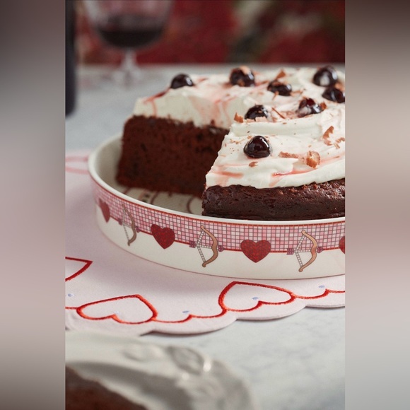 Anthropologie The Bistro Tile Stoneware Pie Dish:Valentine's Edition NWT
